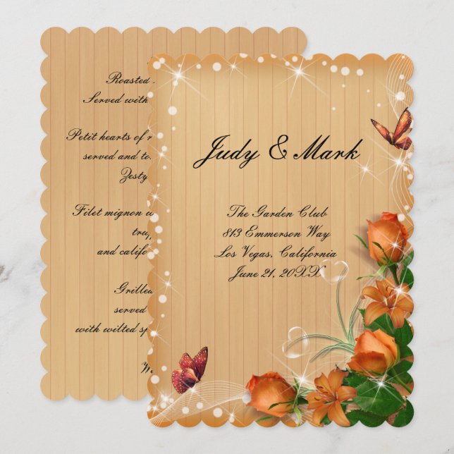 Hochzeitskarte für rustikale Holzflora Einladung (Vorne/Hinten)