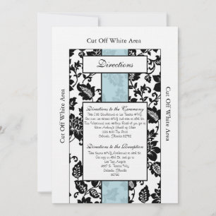 Hochzeitskarte für schwarz/blau-florale Damaskus Einladung