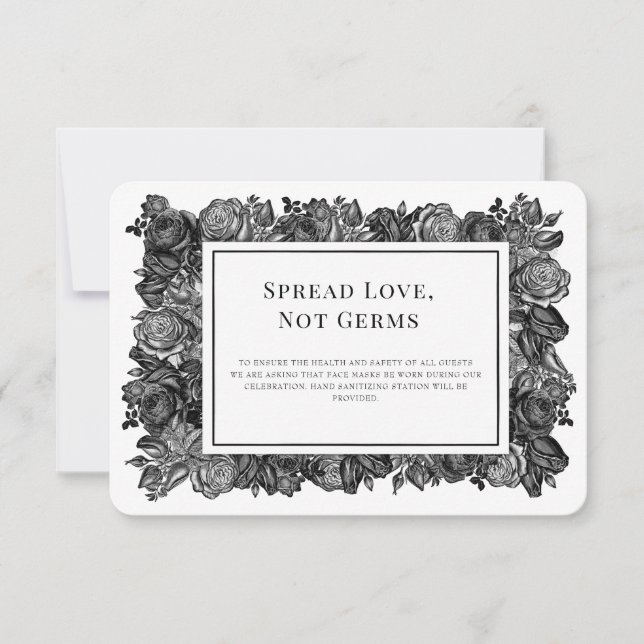 Hochzeitskarte für Schwarz-Weiß-Rosen Einladung (Vorderseite)