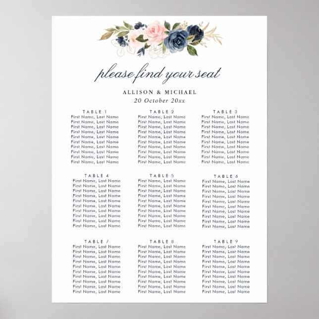 Hochzeitskarte für Seefahrer und Blütenblumen Poster (Vorne)