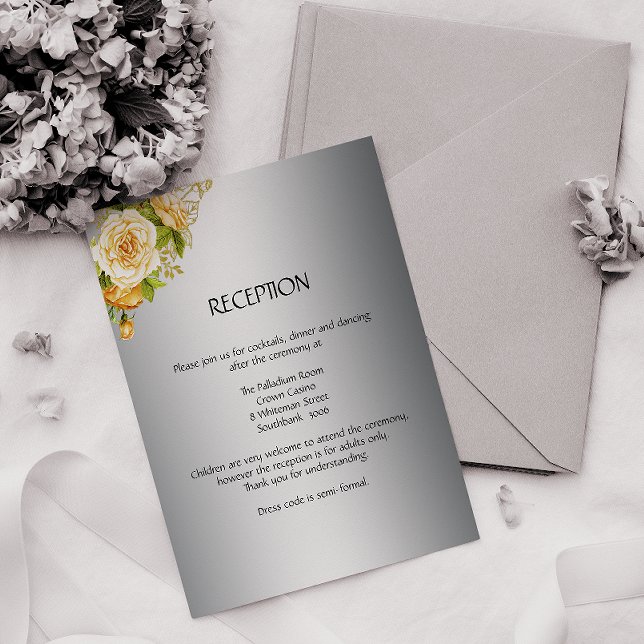 Hochzeitskarte für Silber und Gelb Rosen Begleitkarte (Von Creator hochgeladen)
