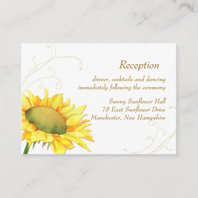 Hochzeitskarte für Sonnenblumen Begleitkarte (Vorderseite)