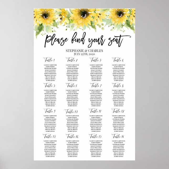 Hochzeitskarte für Sonnenblumen Poster (Vorne)