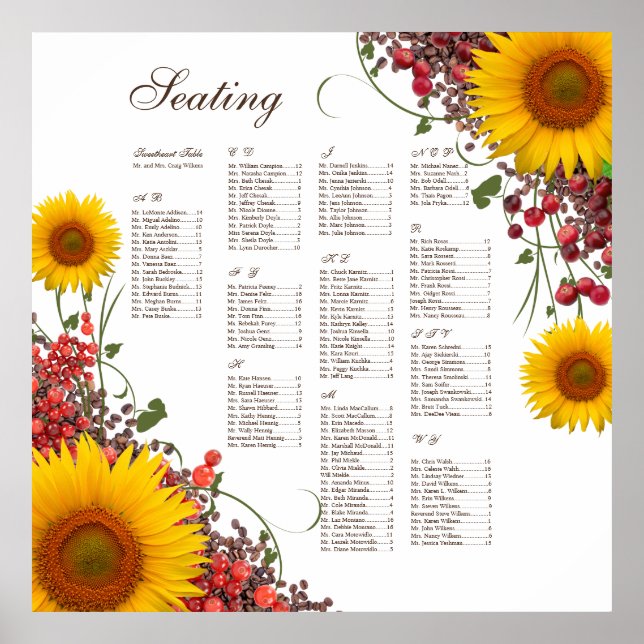 Hochzeitskarte für Sonnenblumen Poster (Vorne)