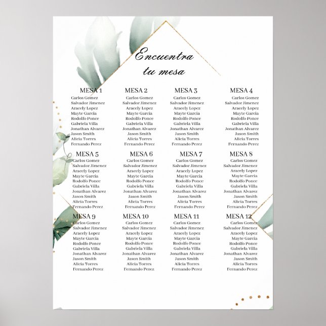 Hochzeitskarte für spanische Grünpflanzen Poster (Vorne)