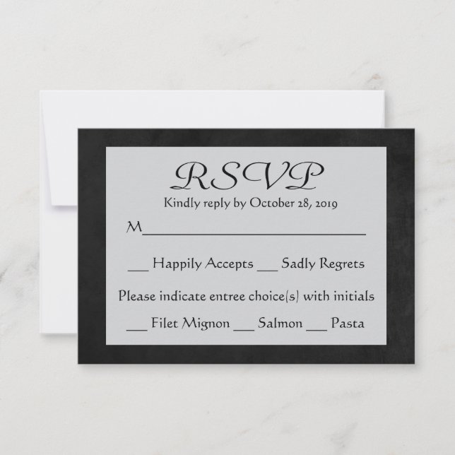 Hochzeitskarte für uAwg Grey & Black Chalkboard RSVP Karte (Vorderseite)