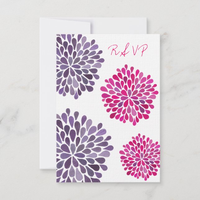 Hochzeitskarte für uAwg Hot Pink und Lila Blumen RSVP Karte (Vorderseite)