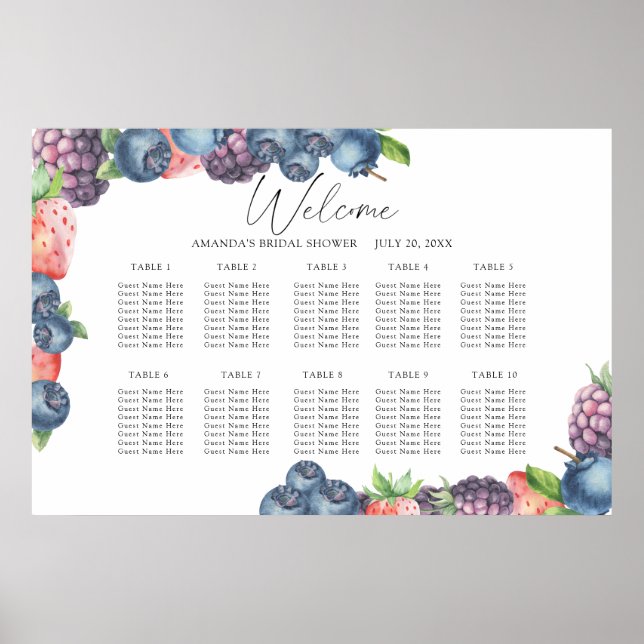 Hochzeitskarte für Wasserfarben Berries Poster (Vorne)