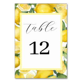 Hochzeitskarte für Wasserfarben Lemon Garden Tischnummer