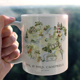 Hochzeitskarte für Wasserfarben | Monogram Newlyse Zweifarbige Tasse