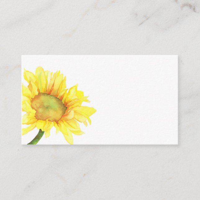Hochzeitskarte für Wasserfarben-Sonnenblumen Platzkarte (Vorderseite)