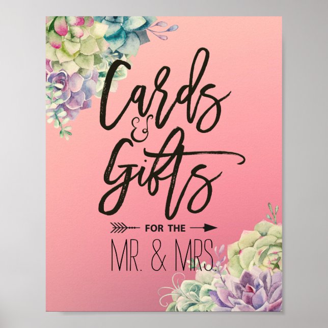 Hochzeitskarte & Geschenke Aquarellbilder Poster (Vorne)