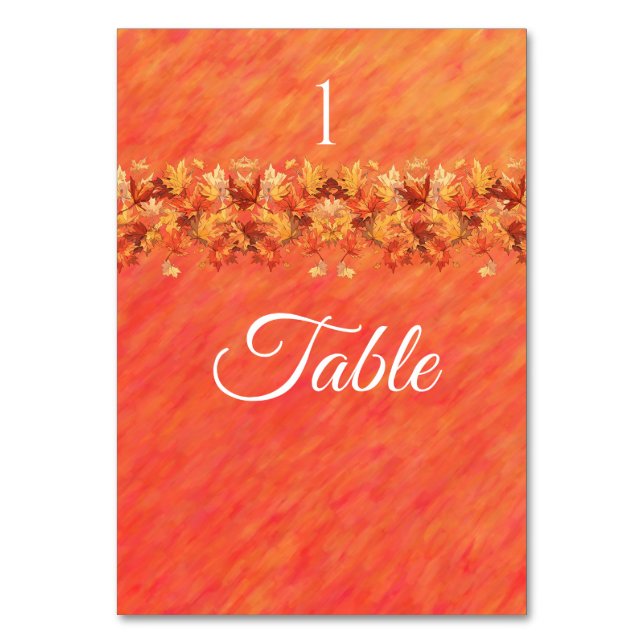 Hochzeitskarte - Herbstwochen - Tischnummer (Vorderseite)