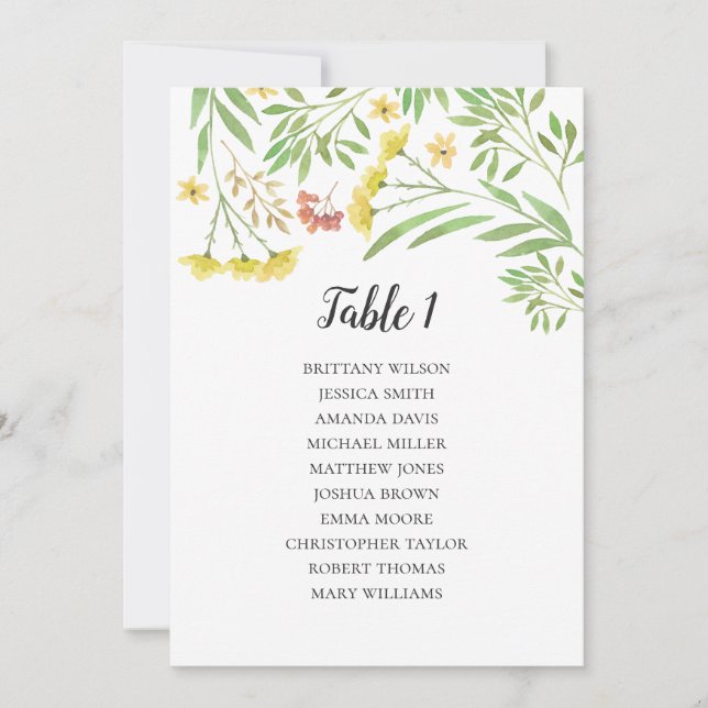 Hochzeitskarte im Sommer. Blumenplan Einladung (Vorderseite)