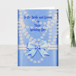 Hochzeitskarte in Blau mit Perlen und Imitaten Karte