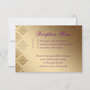 Hochzeitskarte Indischer Damaskus Lila Gold RSVP Karte