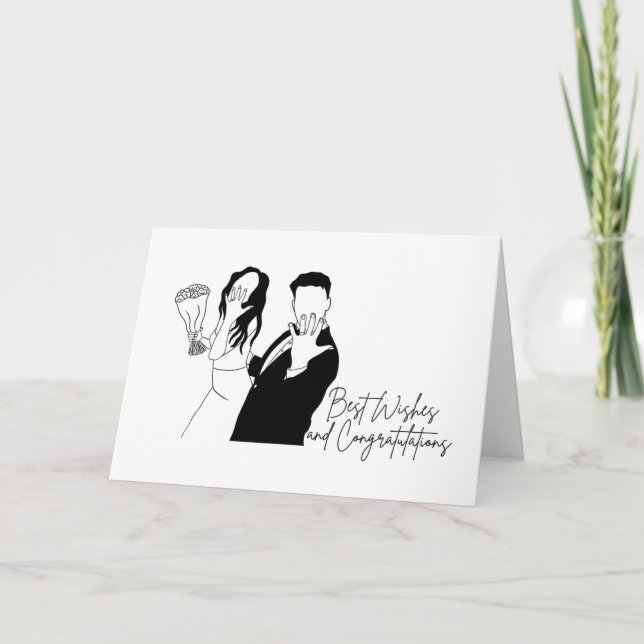 Hochzeitskarte, Minimalistisch, Braut, Bräutigam,  Dankeskarte (Vorderseite)