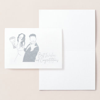 Hochzeitskarte, Minimalistisch, Braut, Bräutigam,  Folienkarte