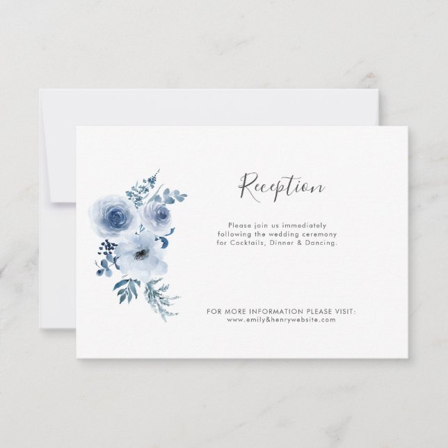 Hochzeitskarte mit blauen Blumen Dankeskarte (Vorderseite)