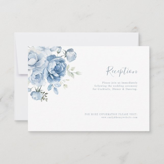 Hochzeitskarte mit blauen Blumen Dankeskarte (Vorderseite)
