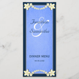 Hochzeitskarte mit blauer Blume Menükarte
