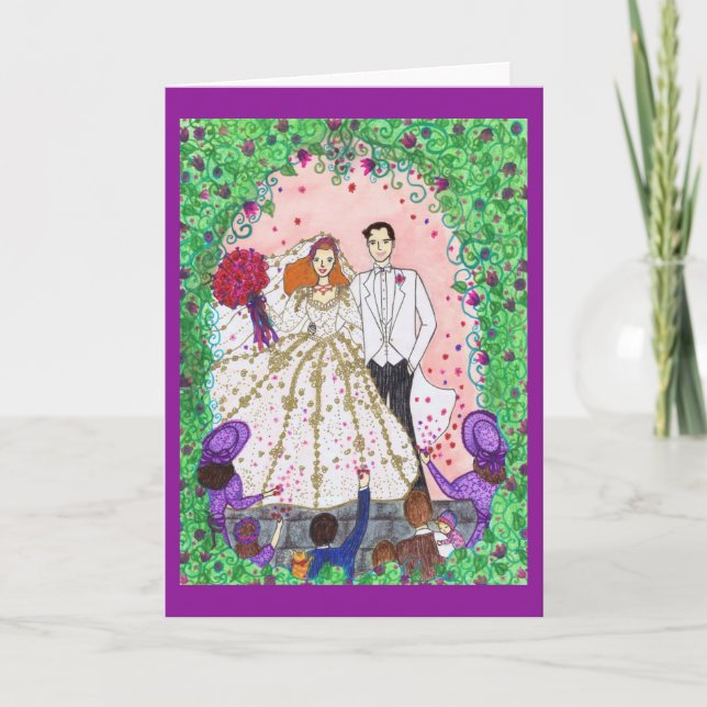 Hochzeitskarte mit Braut und Bräutigam Karte (Vorderseite)