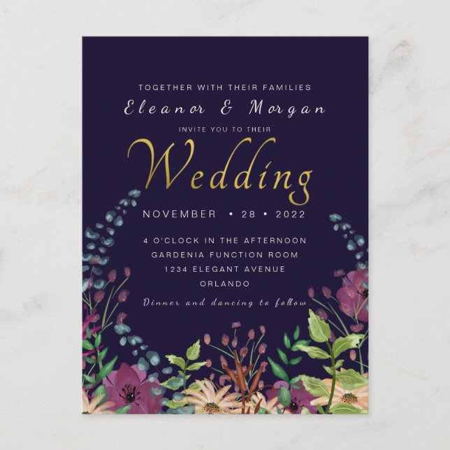 Hochzeitskarte mit Goldfolie Postkarte (Vorderseite)