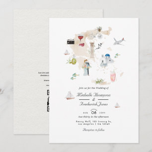 Hochzeitskarte mit QR-Code zur RSVP für eine Desti Einladung