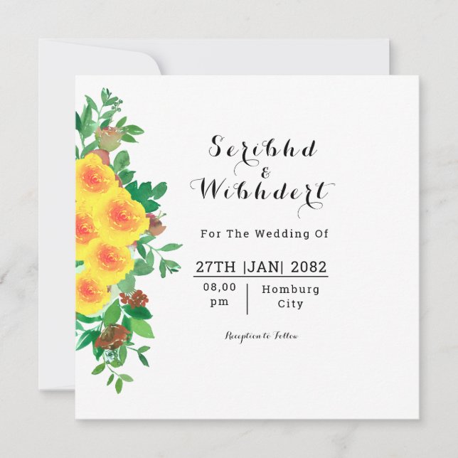 Hochzeitskarte mit schönem Blumenplatz Einladung (Vorderseite)