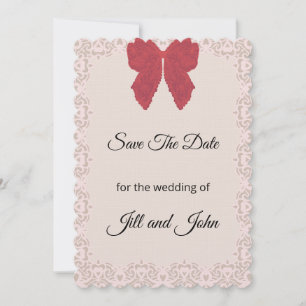 Hochzeitskarte mit Spitzen-Schleife 'Save The Date