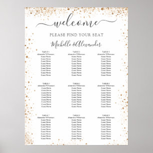 Hochzeitskarte mit weißem Goldstaub aus Glitzer Poster