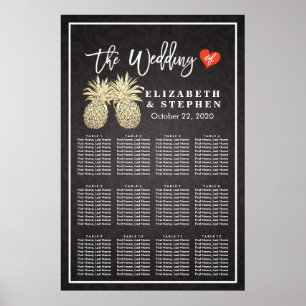 Hochzeitskarte Modernes Gold Ananas Paar Poster