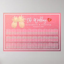 Hochzeitskarte Modernes Gold Ananas Paar Poster
