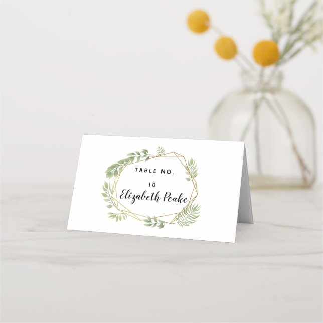 Hochzeitskarte Platzkarte Green Kristall (Vorderseite)