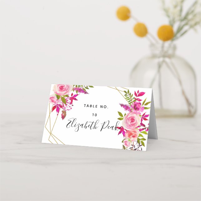 Hochzeitskarte Platzkarte Rose Kristallkarte (Vorderseite)