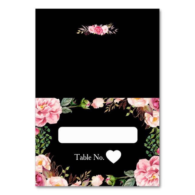 Hochzeitskarte Rosa Romantisches Blumenwrapping Tischnummer (Vorderseite)