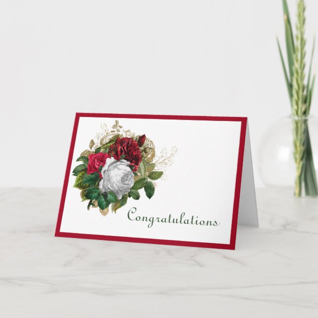 Hochzeitskarte Rote Rosen Glückwunsch Karte (Vorderseite)