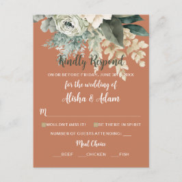 Hochzeitskarte RSVP Blumenkohl Grün & Terracotta Postkarte