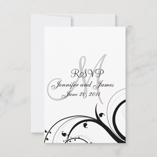 Hochzeitskarte RSVP Card Wirbel für Square Invite (Vorderseite)