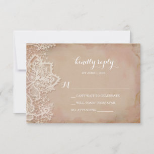 Hochzeitskarte RSVP Postcard - Vintag rosa Karte