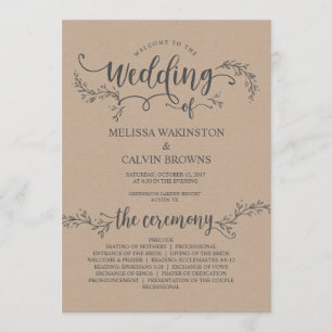 Hochzeitskarte rustic kraft (12x18 Zoll) Programm