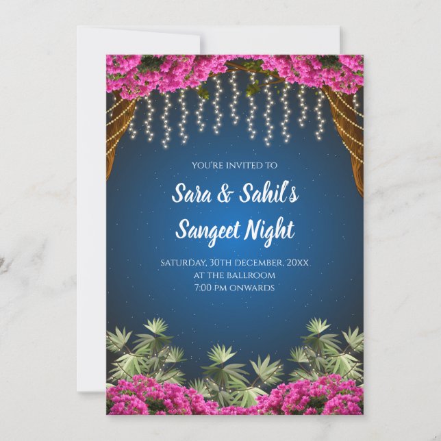 Hochzeitskarte Sangeet & Indischer Sangeet laden Einladung (Vorderseite)
