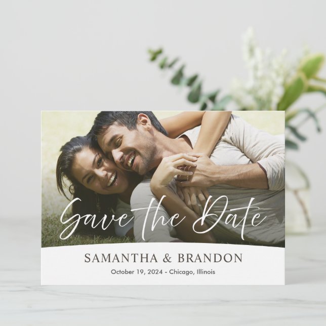 Hochzeitskarte Save the Date mit Foto (Stehend Vorderseite)