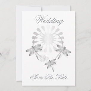 Hochzeitskarte "Save The Date" Silberne Libellen Save The Date