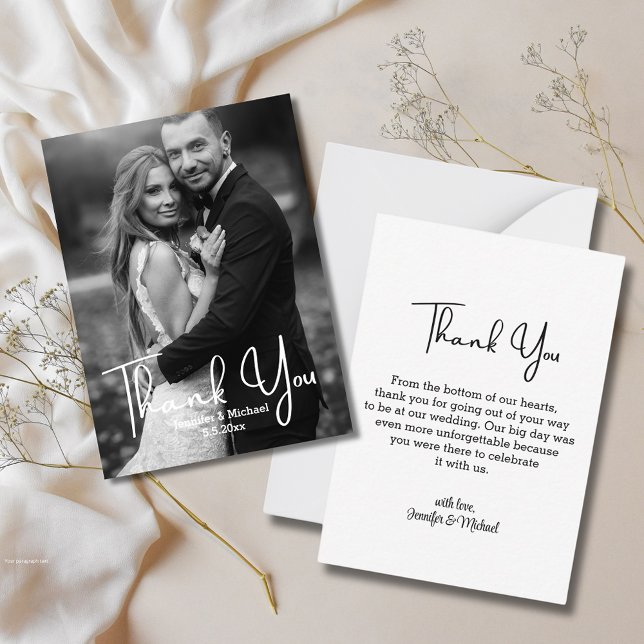 Hochzeitskarte Schwarz-Weiß-Foto Vielen Dank Mitteilungskarte (Von Creator hochgeladen)
