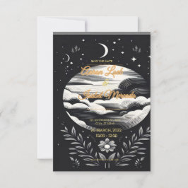 Hochzeitskarte schwarz-weiße Sterne Einladung