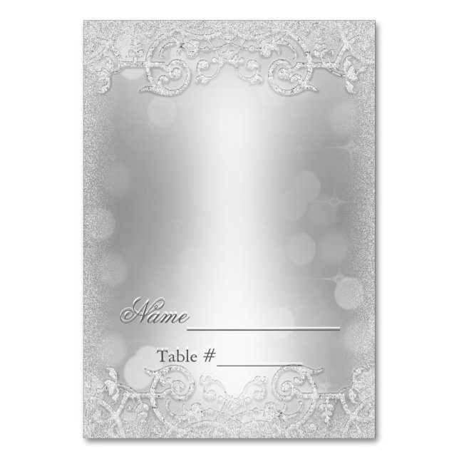 Hochzeitskarte Silver füllen Sie später aus Tischnummer (Vorderseite)