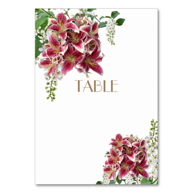 Hochzeitskarte Stargazer Floral Tischnummer (Vorderseite)
