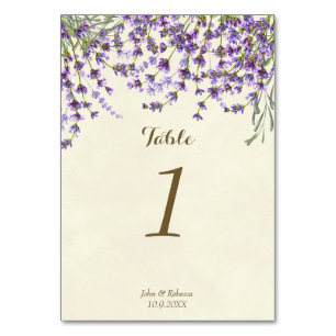 Hochzeitskarte Tischnummer Lavendel Blume