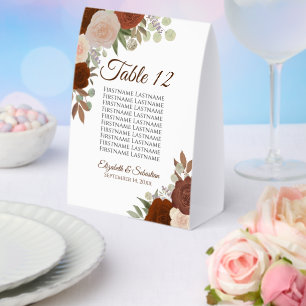 Hochzeitskarte und Anzahl der Rostornblütensitze Tischaufsteller